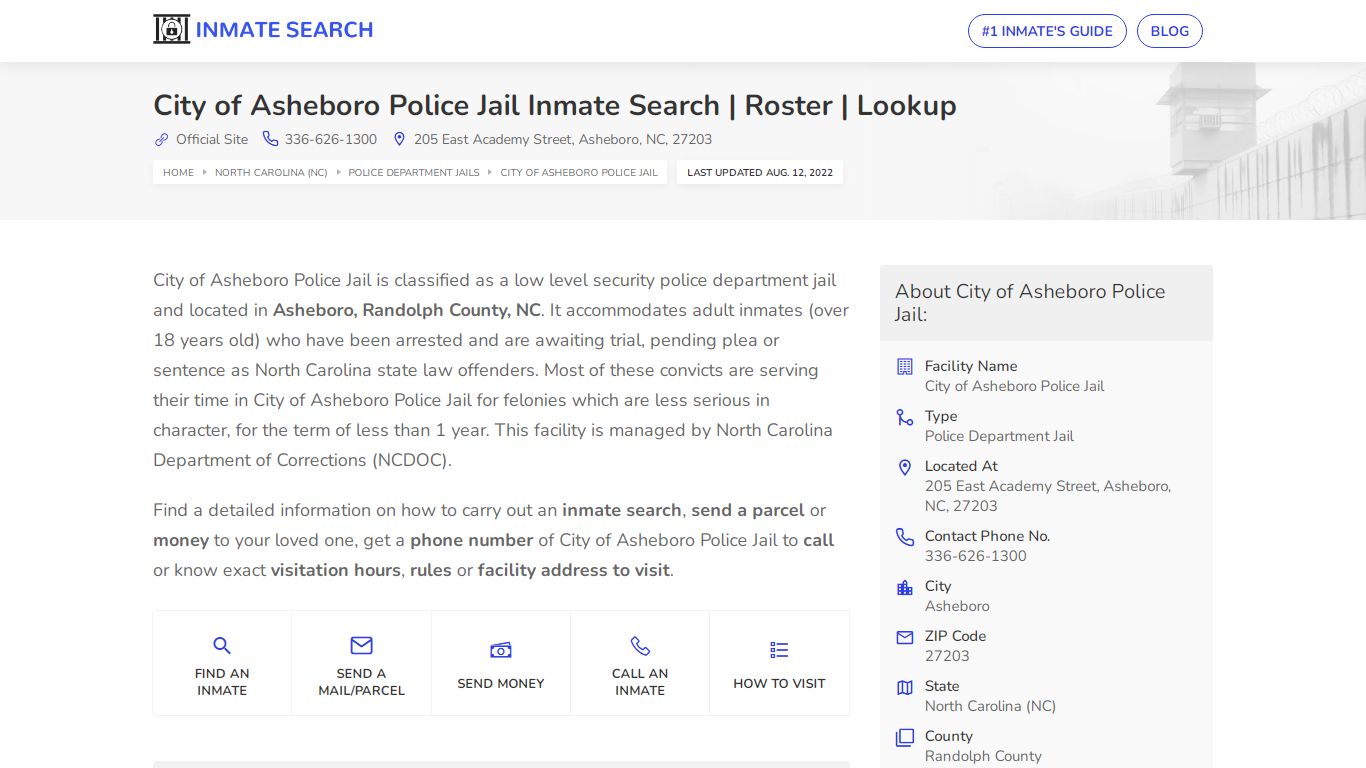 City of Asheboro Police Jail Inmate Search | Roster | Lookup